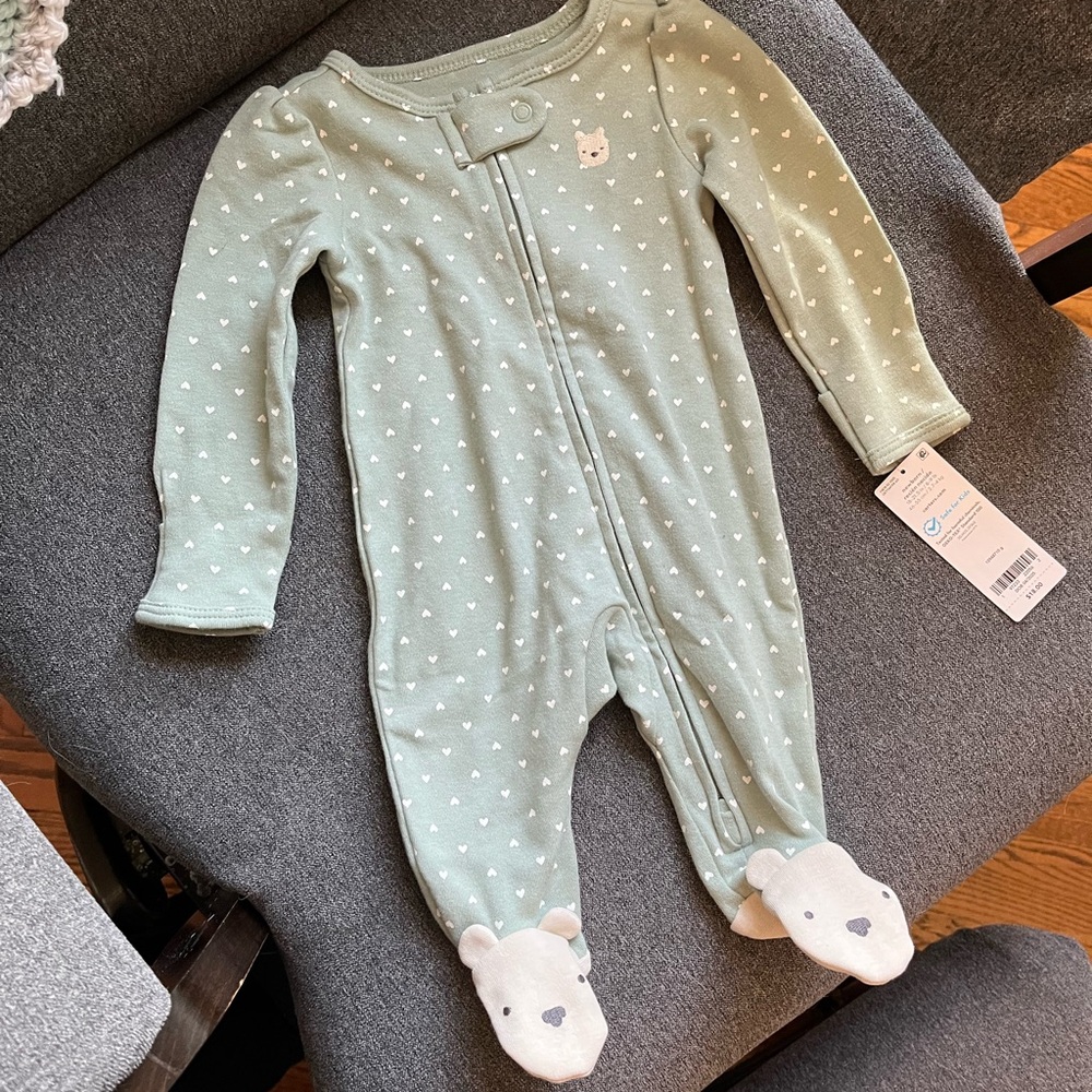 Carter's Mint Green Baby Girl Sleep and Play Onesie